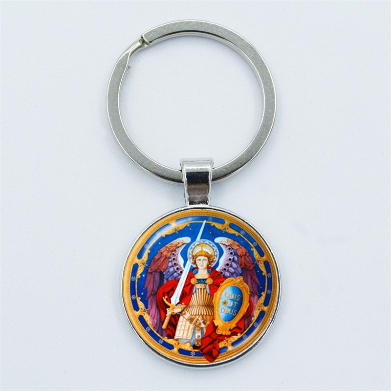 Aartsengel St.Michael sleutelhanger Bescherm mij Saint Shield Angel Protection hanger sleutelhanger Orhodox amulet christelijke sieraden cadeau