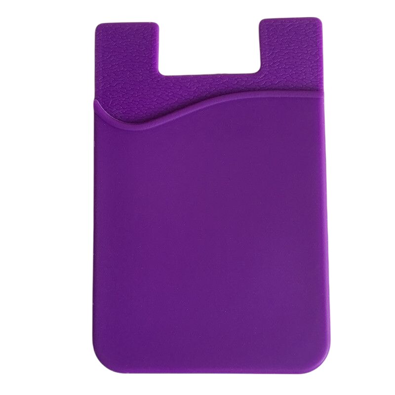 Podwójna kieszeń elastyczny silikon ID pokrywa kredytowa etui na bilet miesięczny naklejka portfel na klucze Case torebka na telefon komórkowy kobiety mężczyźni etui: Purple
