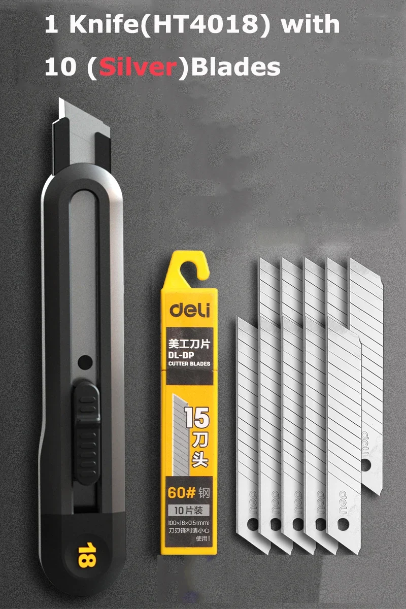 Deli Pocket Knife Box Cutter Utility Knife Retractable Blade 9/18mm Нож for Home Office School Stationery Cut Paper Craft Knives: MULTI