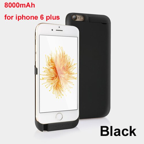 Portable Battery Charger Case for IPhone 6 6S plus Battery Power Case Ultra Slim External Back Pack for Iphone 6 s Charging Case: For I6 Plus Black