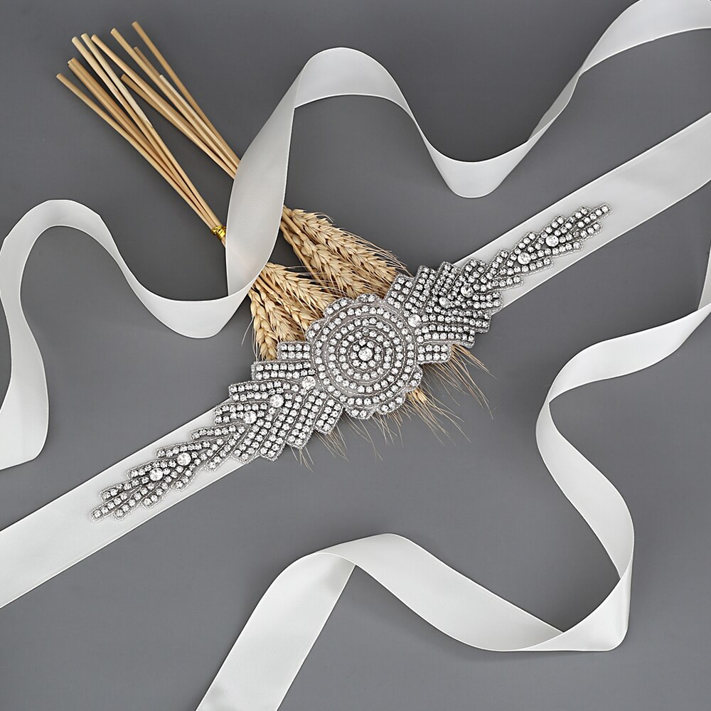 ZMS23 Wedding Dress Ivory Bride's Accessories Belt Bridemaid Brides Dresses Glitter Bridal Diamond Sash Women's Belts