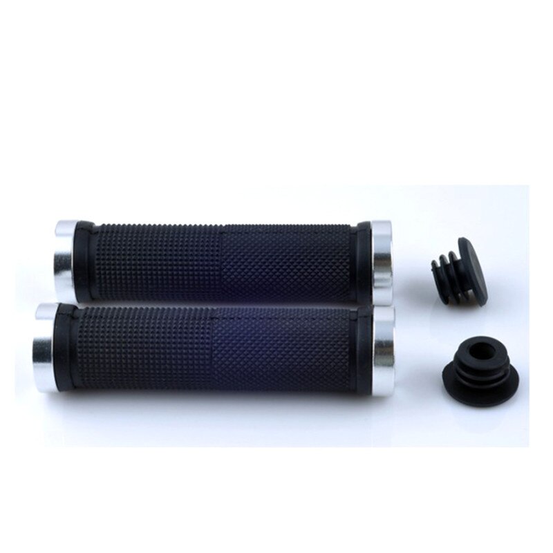 Convenient Durable 1 Pair Double Lock On Locking Mountain BMX Bike Bicycle Cycling Handle Bar Grips#259747: Silver