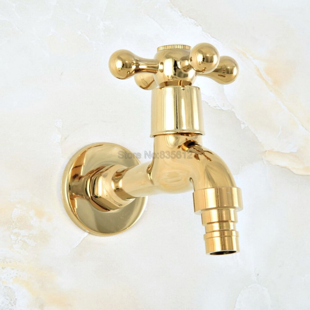 Gold Color Brass Wall Mount Cold Water Basin Faucet Washing Machine Taps Washing Machine Water Tap tav143