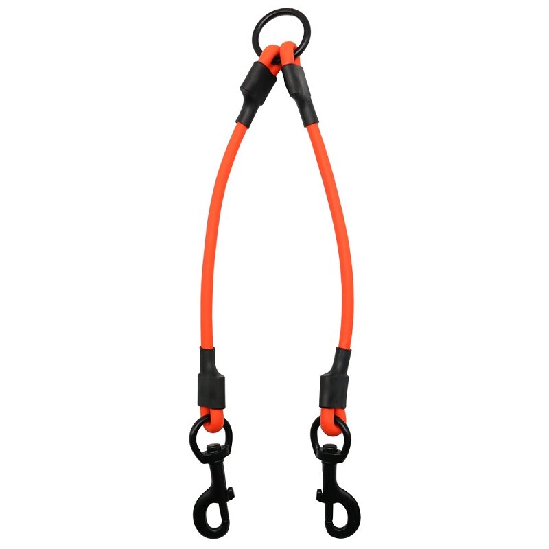 PVC materiaal Twee honden Leash Waterdichte hondenriemen korte 2 Honden ronde touw Huisdier Lood outdoor schoon dubbele hond Leads: orange / 8mmX36cm