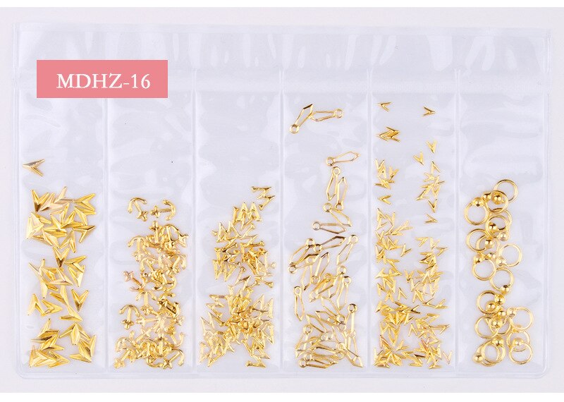 CHNRMJL 6 Entwürfe/Pack Ultra-dünne Hohl Legierung Nagel Niet Dekorationen Schmuck DIY UV Gel NäGel Kunst Polnischen zubehör Manikübetreffend: 16