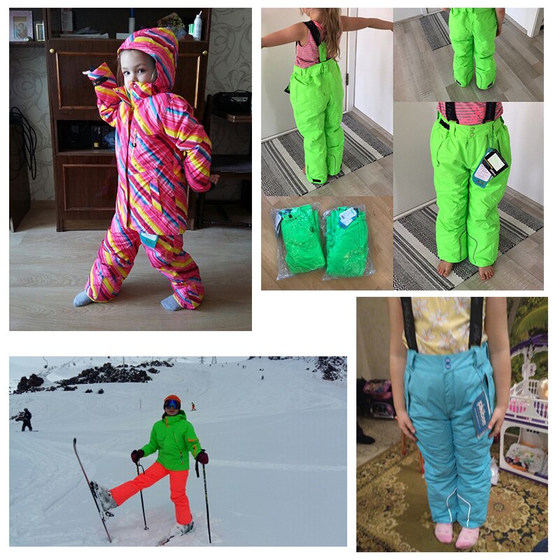 Detector Winter Girls Ski Pants Windproof Overall Pants Tracksuits for Children Waterproof Warm Kids Boys Snow Ski Trousers