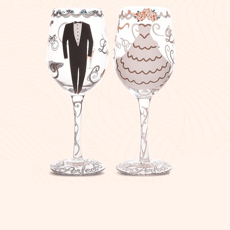 Bryllup champagneglass malt krystall hødu føtter brudekjole forretningsdrakt elskere kopp eske