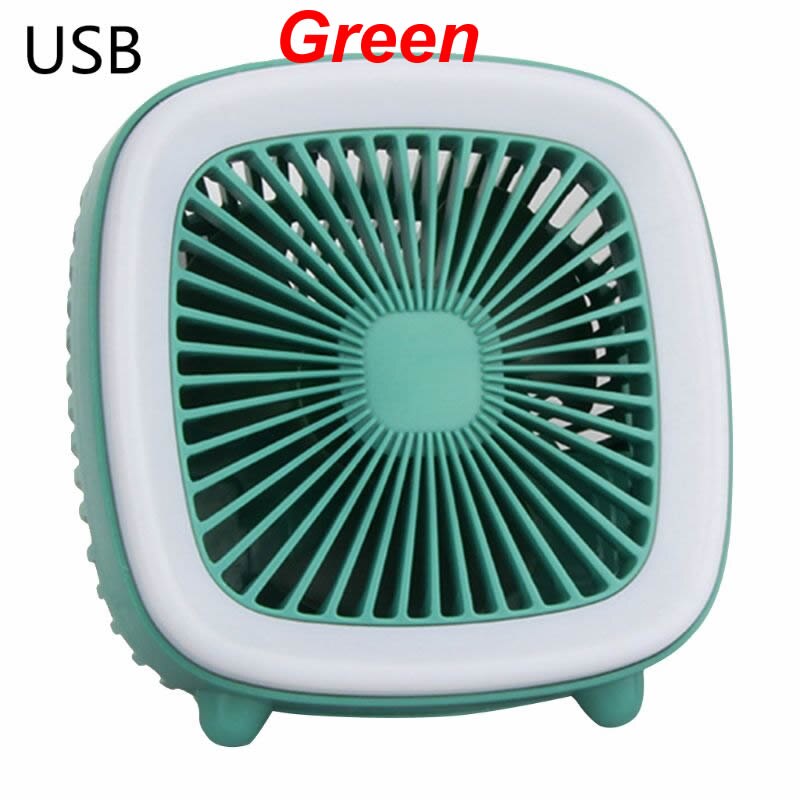 Kannettava mini pöytätuuletin retro tv-ilmanjäähdytin led-valolla usb 3 nopeutta kotitoimistomatkoille: Vihreä
