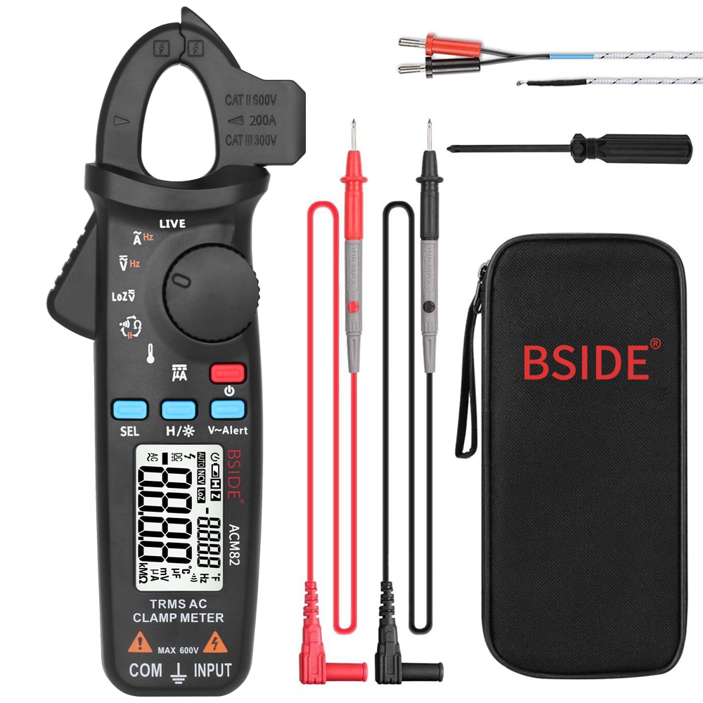 BSIDE ACM82 Digital Clamp Meter 6000 Auto-Rang TRMS 1mA accuracy Current Multimeter DC AC Vol Capacitance Temperature Hz Tester