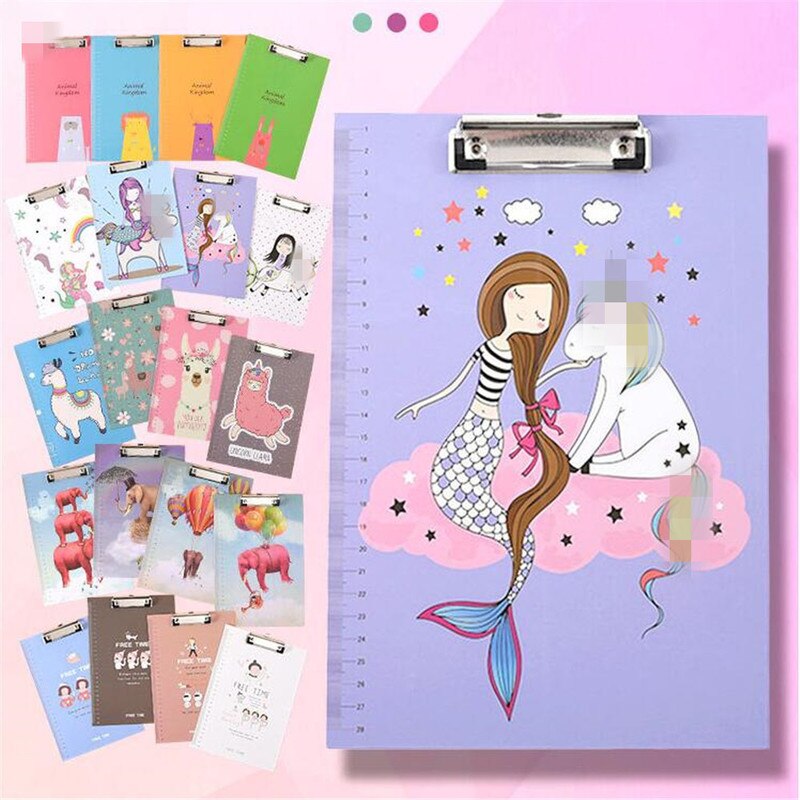 Cartoon Writing Pad Clip Board Clipboard A4 Paper Folder Filing Products Fresh Office Stationery Writing Office School Supplies