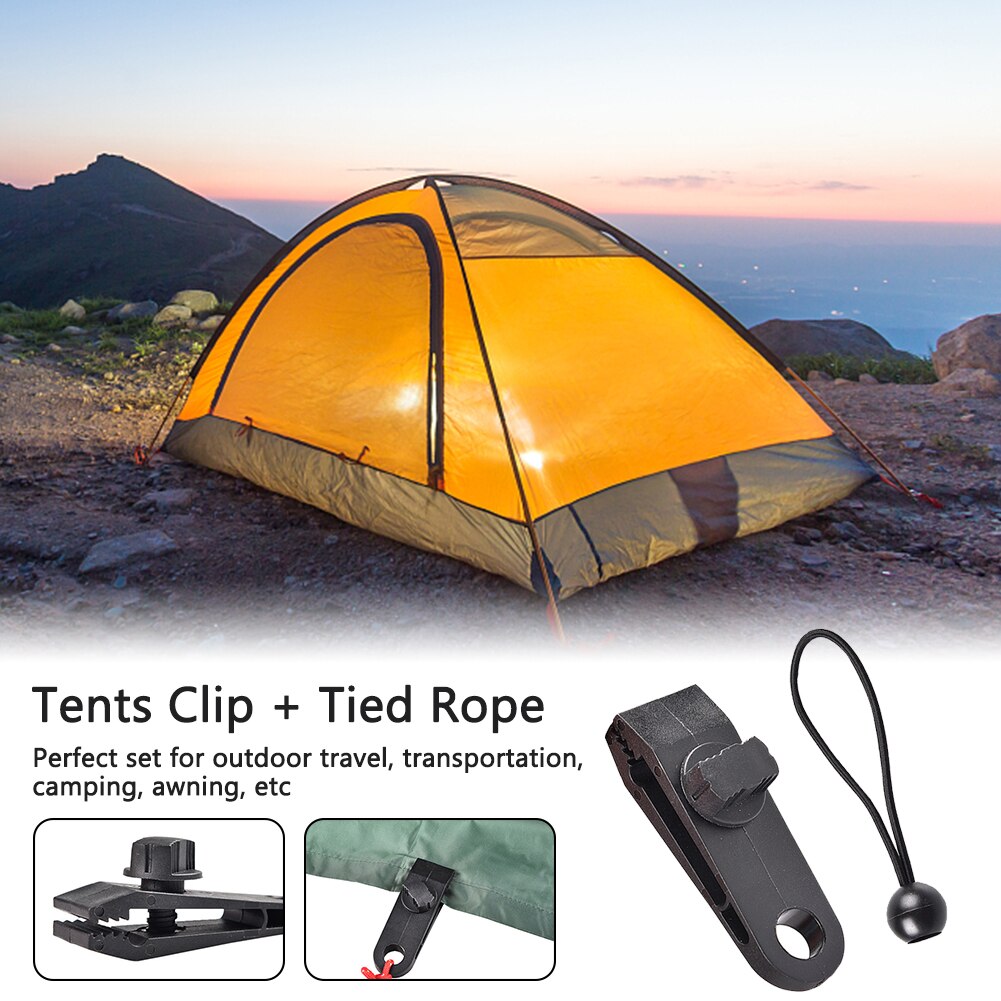 Vindtæt teltklip til fortelt udendørs camping udendørs rejsetransport camping fortelt med bundet reb fastgørelse baldakin værktøj