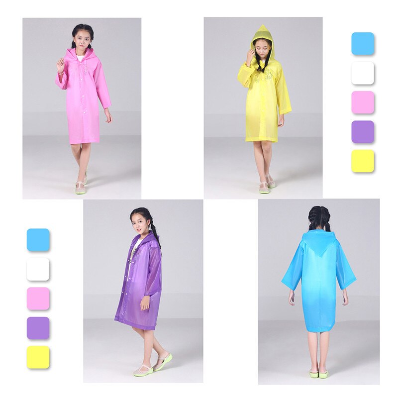 Kids Regenjas Poncho Lange Doorzichtige Plastic Regenjas Cover Waterdicht Hooded Regenkleding Student Kinderen Meisje Jongen Regen Jas
