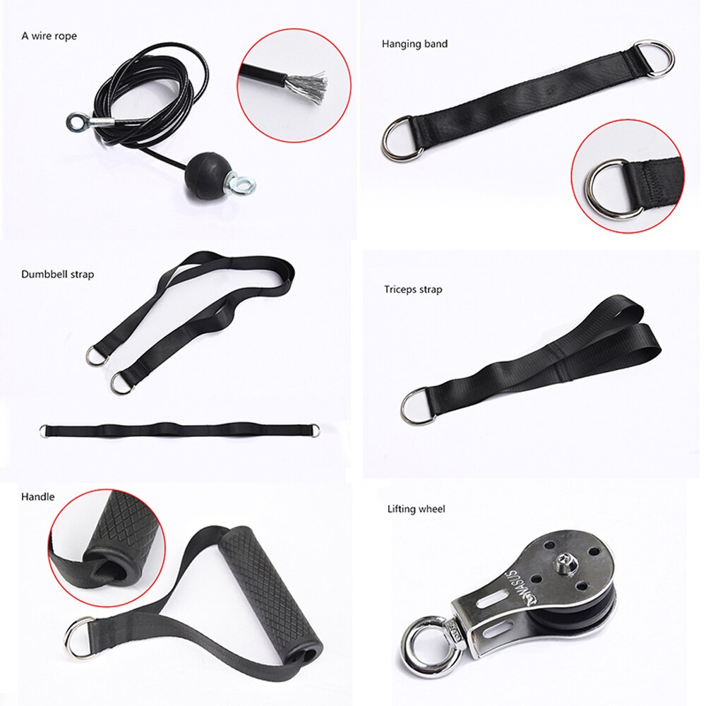 Kuntoilu diy talja kaapeli kone käsi hauis triceps blaster käsi voimaharjoittelu kuntosali harjoitusvarusteet karabiini teräs hihnapyörä
