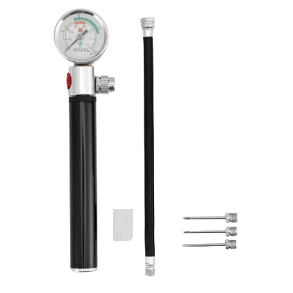 Manometer Fietspomp Bal Naald Inbegrepen Compact mee te nemen Verwisselbare spuitmonden 20,5x7,5x4,5CM: YELLOW