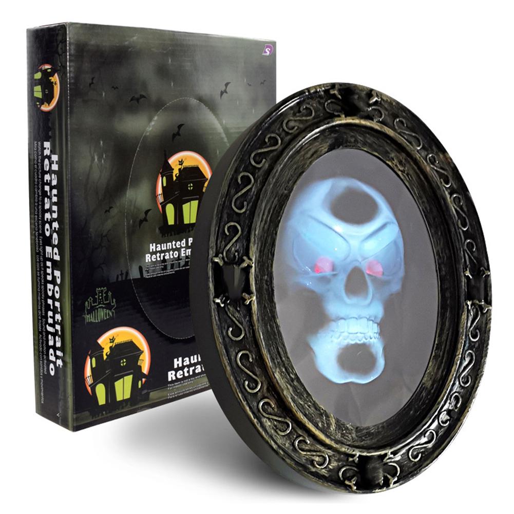Espejo embrujado de Calavera, espejo de miedo activado por movimiento, decoraciones de Halloween, espejos de juguete parpadeantes para niños, de Halloween
