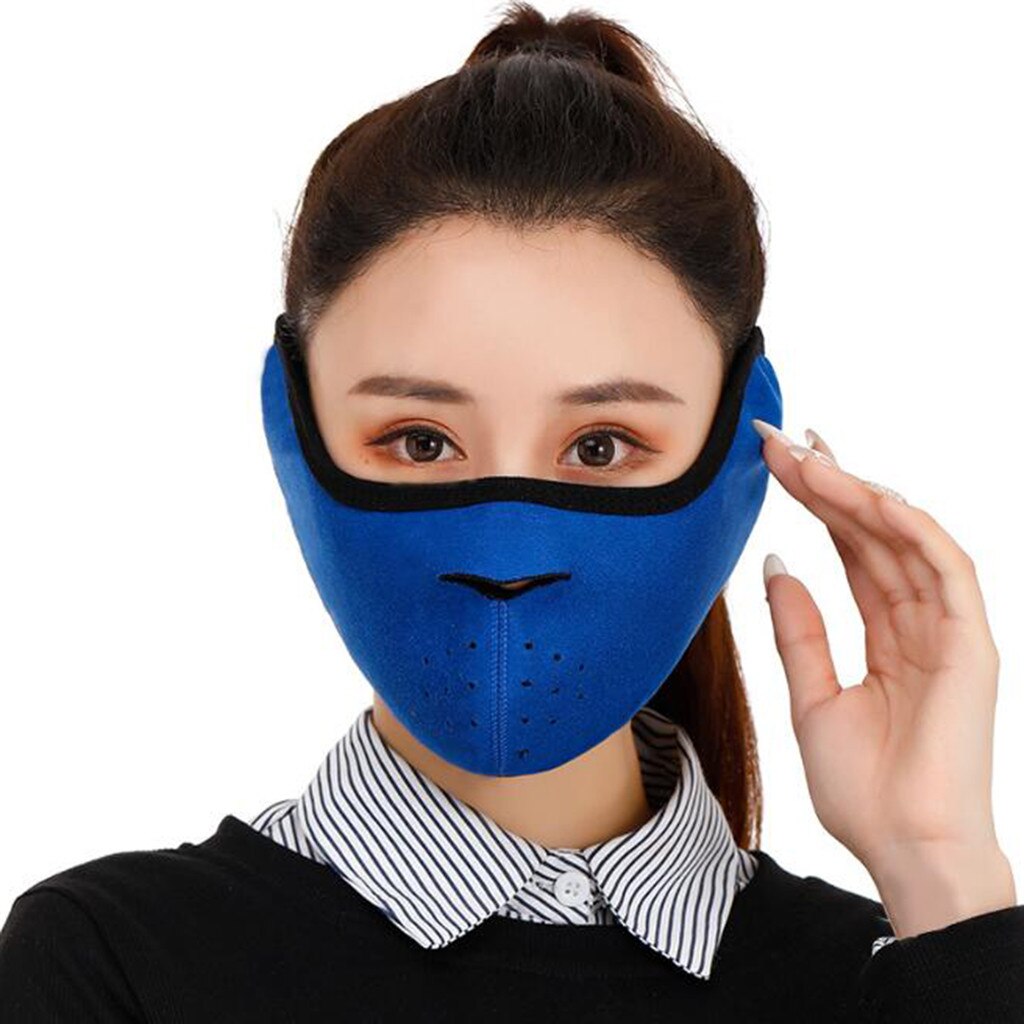 1PCAdult Cycling Face Covering Solid Color Winter Two-in-one Earmuffs Warm Mask Dustproof Coldproof Riding Mask Mascarillas