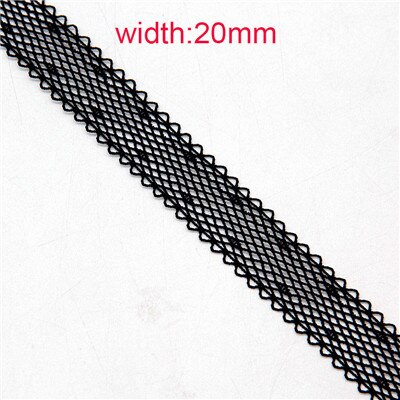 Black Mesh Netto Kant Trim Elastische Bands Naaien Kleding Rubber Band Stretch Lint Wimpel Tape Haarband DIY Beha Broek taille 2M: black20mm net3