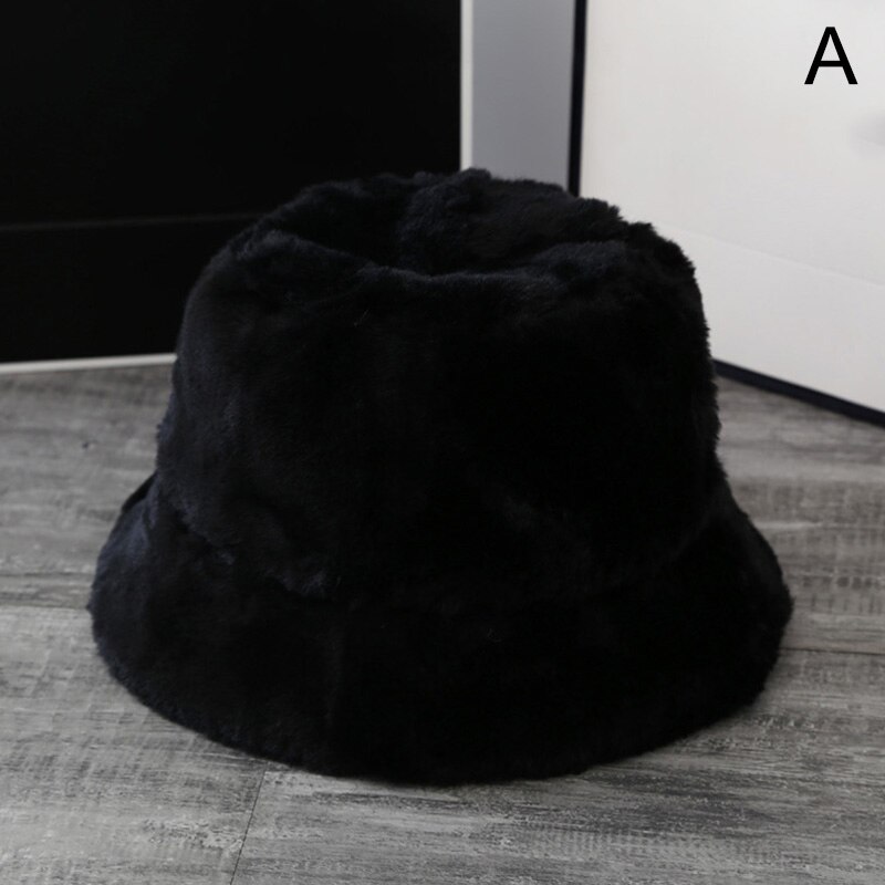 Korea kvinder efterår vinter vintage leopard plys bucket cap faux fur plys sød dejlig fisker hat varm kasket dame: -en
