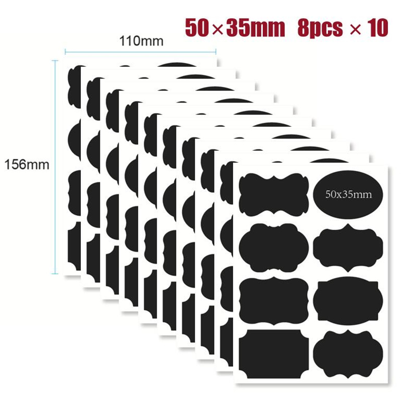 10sheets/80pcs Chalkboard Sticker Mason Jar Craft Handwritten Kitchen Food Storage Jars Stickers Paster Blackboard Black Labels: Type S 80pcs