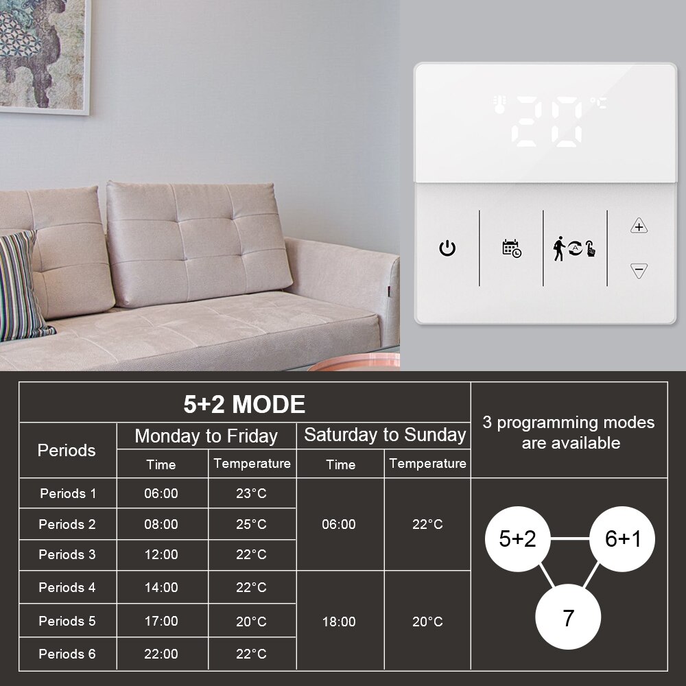 Smart Temperature Controller Wifi Touch Screen Thermostat 16A Smart Voice Control Work With Google Home and Alexa