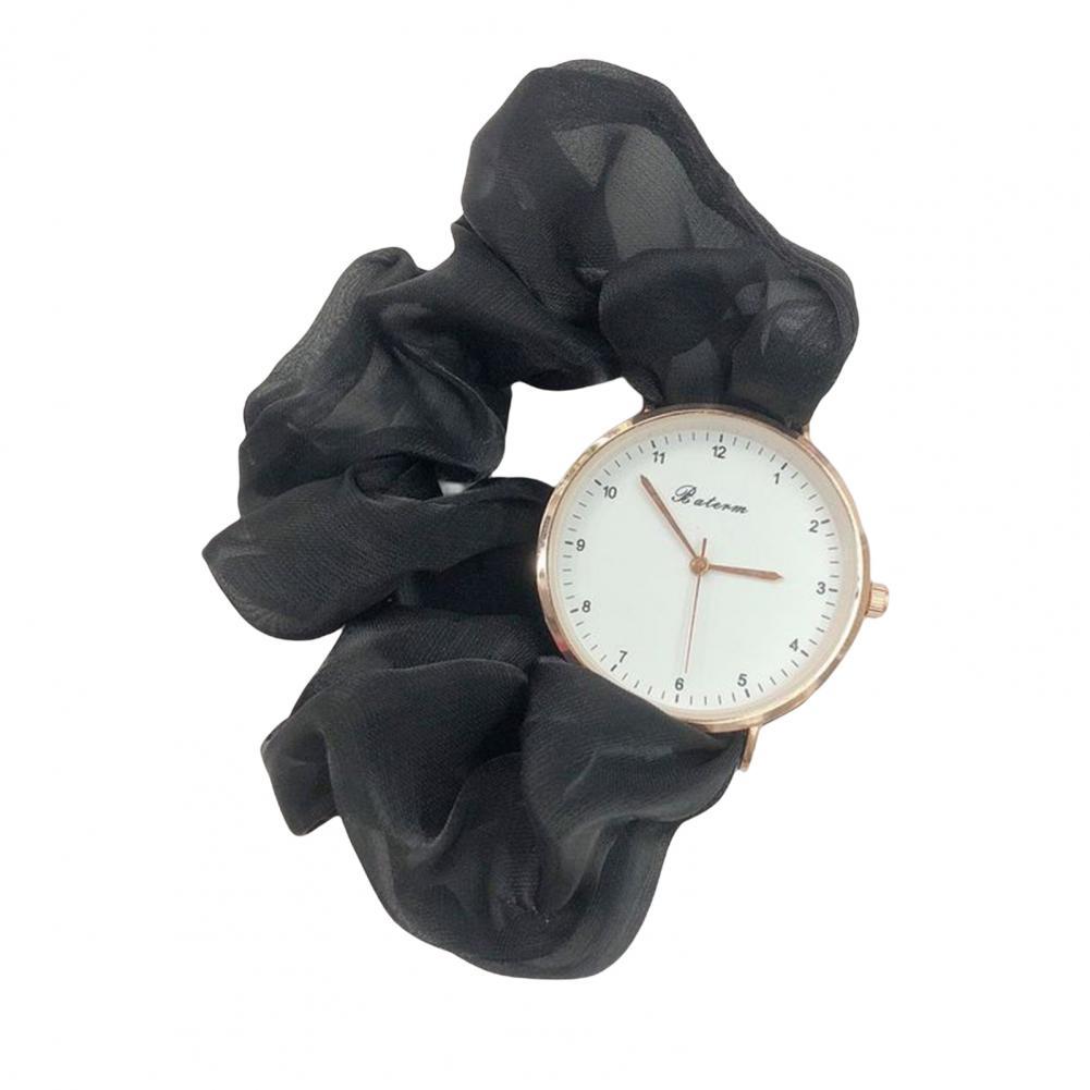 Polshorloge Koreaanse Lint Digitale Horloge Kleine Fee Elegante Persoonlijkheid Student Meisje Quartz Horloge Zonder Sluiting Armband Horloge: Black