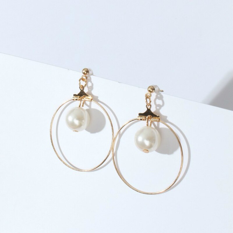 Boucles d'oreilles pour femmes, bijoux géométriques simples, Triangle, carré, imitation de perles, à la , ,