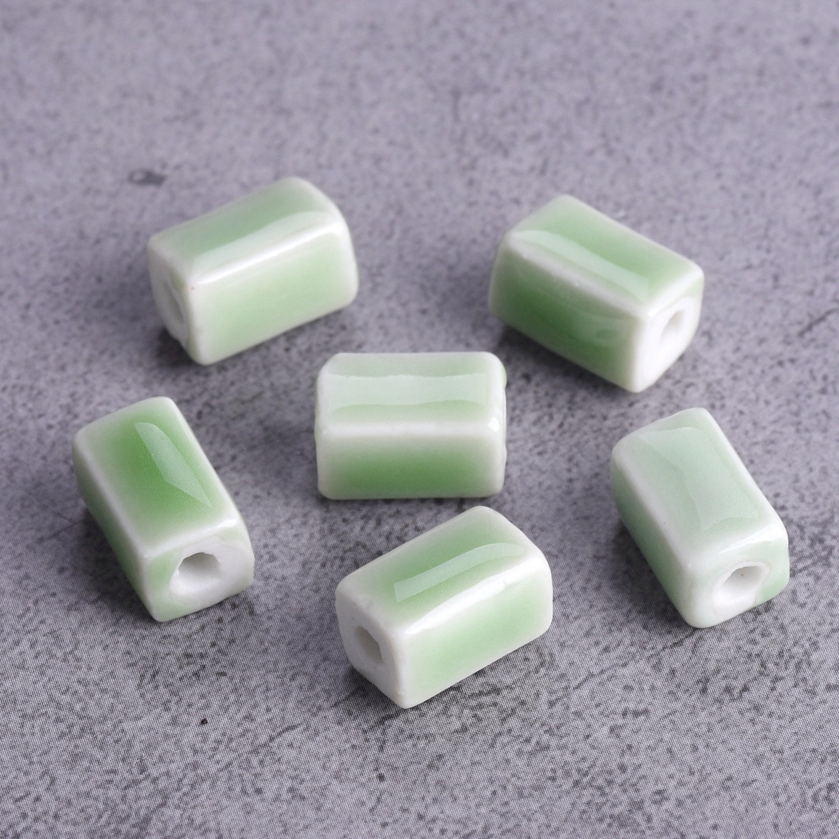 10 pièces Rectangle forme cuboïde 12x8mm fait à la main émaillé émail céramique porcelaine perles en vrac pour la fabrication de bijoux résultats de bricolage: BLEU CIEL