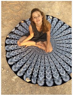 Yoga Mat Deken Mandala Strandlaken Indian Grote Lotus Afdrukken Ronde Kwastje Wandtapijt Totem Deken Vloer Pad Voor Decoratieve: Rood