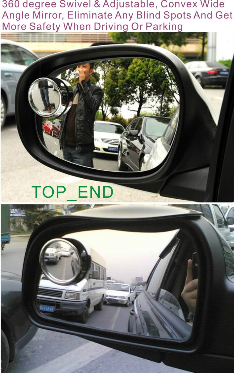 & japan standard 2.5 " stor størrelse konveks & 20 graders justerbar bil blindvinkel spejl, sort ramme m / 3m tape