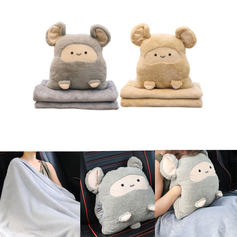 Coussin de souris de dessin animé Auto 3 en 1 | Mignon tapis de climatisation de voiture, coussin d'oreiller à main , couverture pour appui-tête de voiture