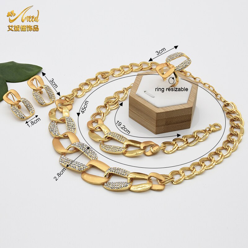 ANIID Jewelery Set Dubai 24K Bracelets For Women Bridal Jewelry Necklace Wedding Rings Earrings Torus Gold Plated Nigerian