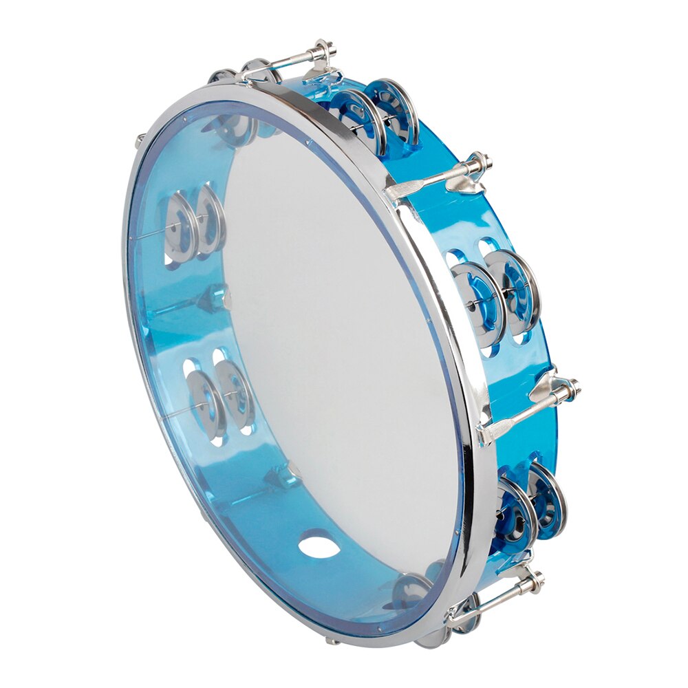 10 Inch Tambourine Percussion Instrument Self-Tuning Tone Hand Drum Double Row Jingles Bell Musical Educational Toys