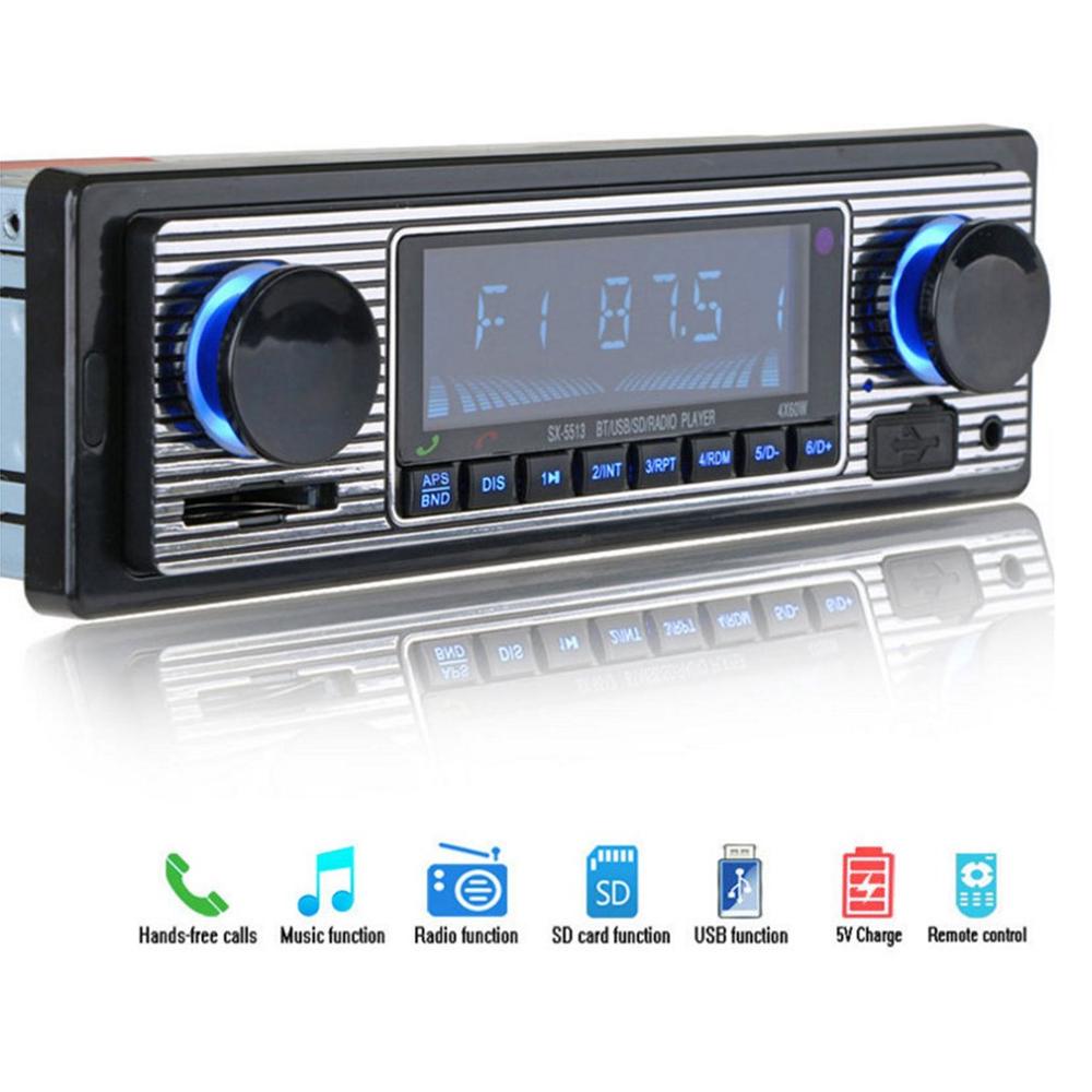 Vintage Auto Bluetooth FM Radio MP3 Speler Stereo USB AUX Klassieke Auto Stereo Audio OLED Kleurenscherm Auto Muziek Media speler