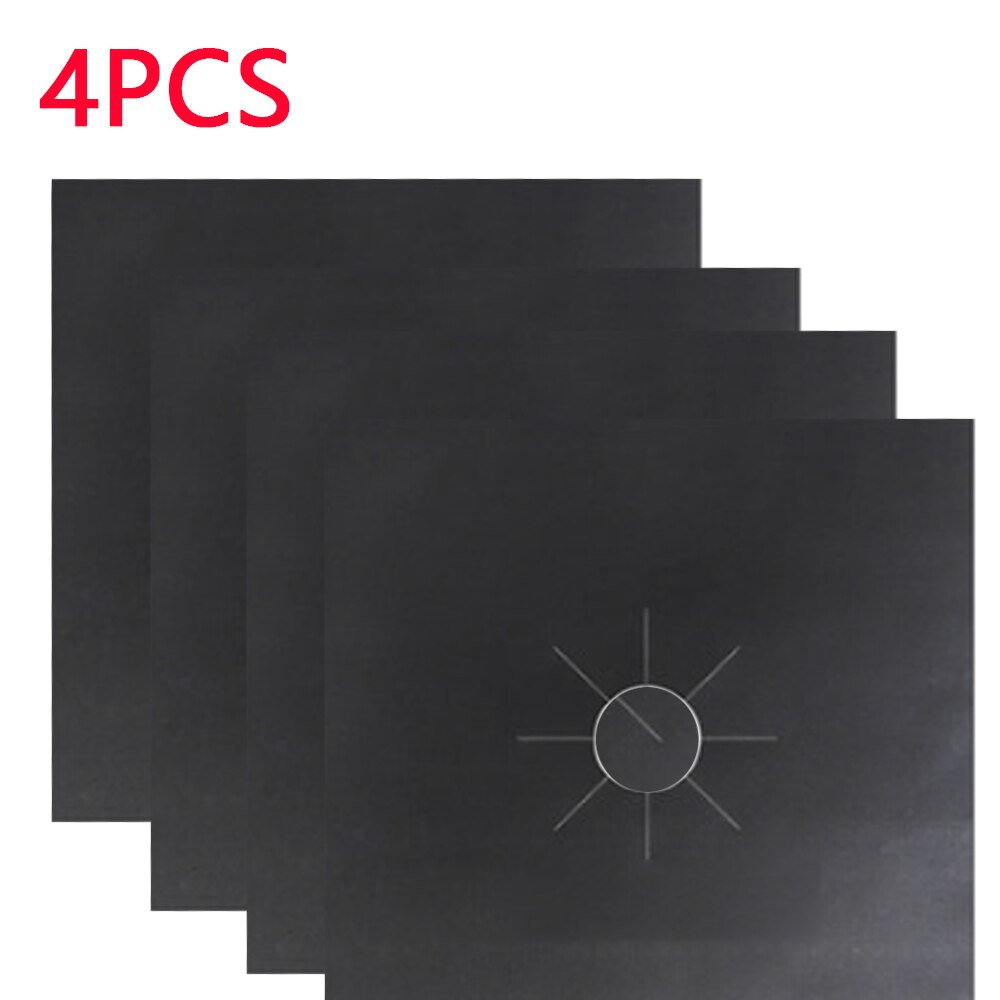 Stove Protector Cover Liner Gas Stove Stovetop Burner Protector Stove Clean Mat Pad Kitchen Accessories Mat Cooker Cover: 4pcs-black
