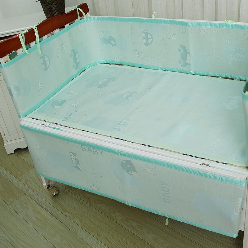 Baby Bed Bumper Ademend Mesh Wieg Protector Baby Beddengoed Set Doek Om De Cot Voor Alle Size Wieg Zuigeling Veilig hek: B-Green