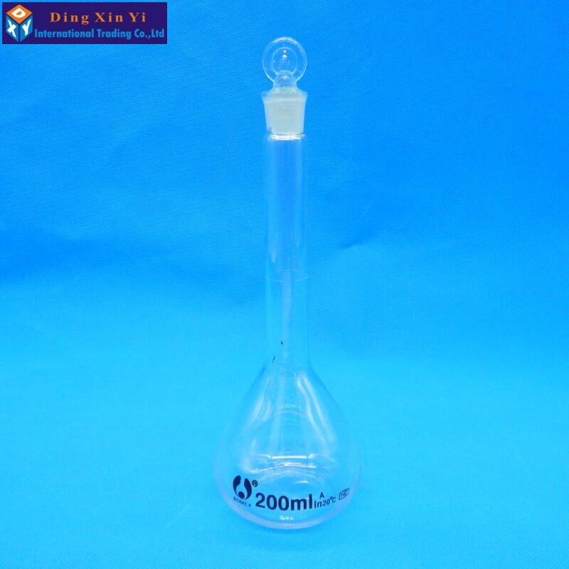 200ml Transparent volumetric flask Constant volume bottle flint glass flask volumetric Laboratory volumetric flask