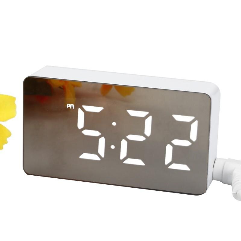 LED Mirror Alarm Clock Digital Snooze Table Clock Wake Up Light Electronic Large Time Temperature Display Home Decoration Clock