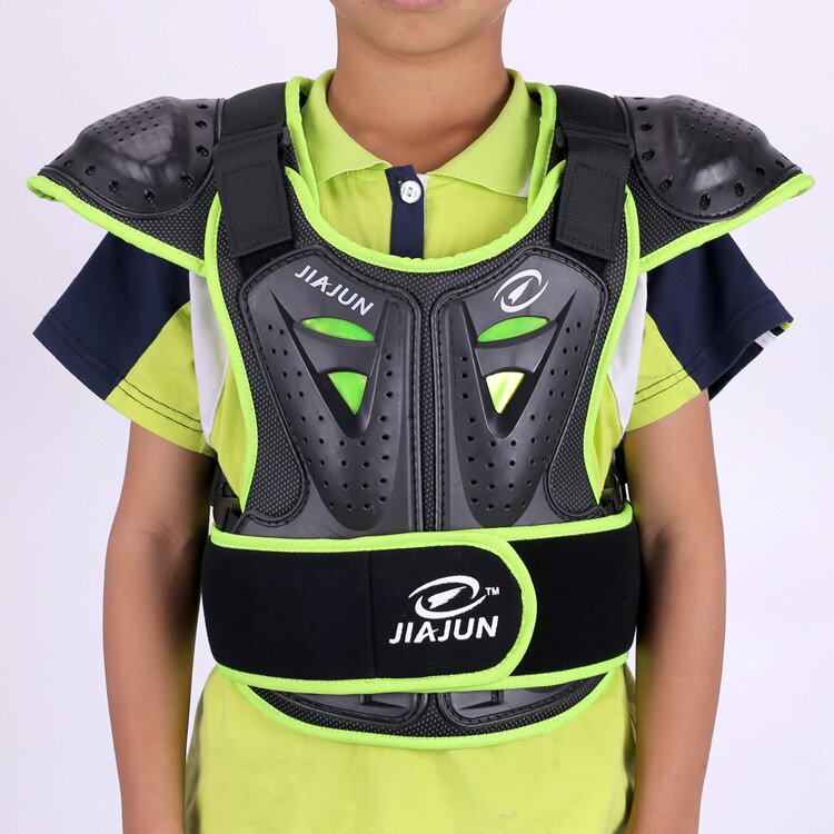 Kind Body Protector Armor motorjacks Motocross back shield mouwloos vest Spine Borst Beschermende gears Jas: green / Xl