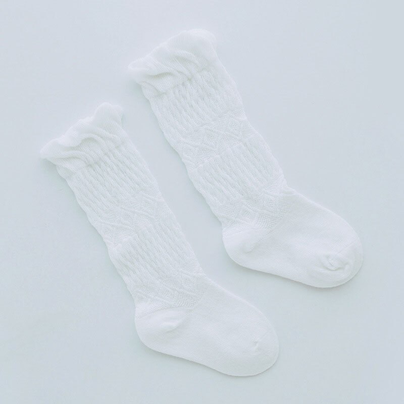 Summer Newborn Baby Socks Breathable Mesh Baby Girl Boy Knee Long Socks Soft Infant Baby Knee High Socks Stocking Sokken: white