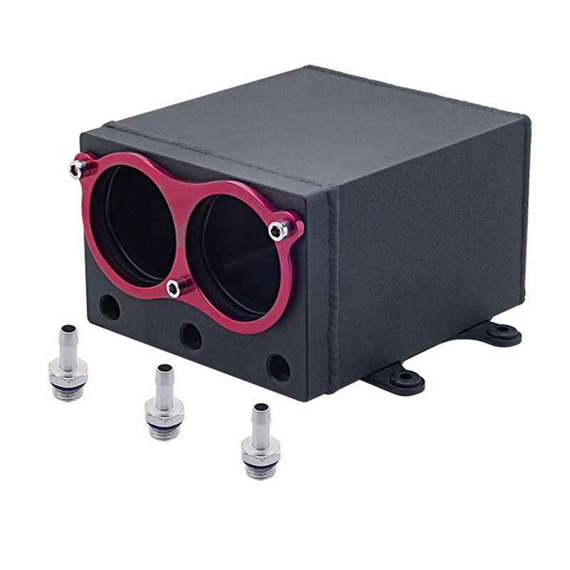 60mm Dual Port External Fuel Pump Tank Racing Billet Aluminium Fitting Oil Catch Can Fuel Surge Tank: Default Title