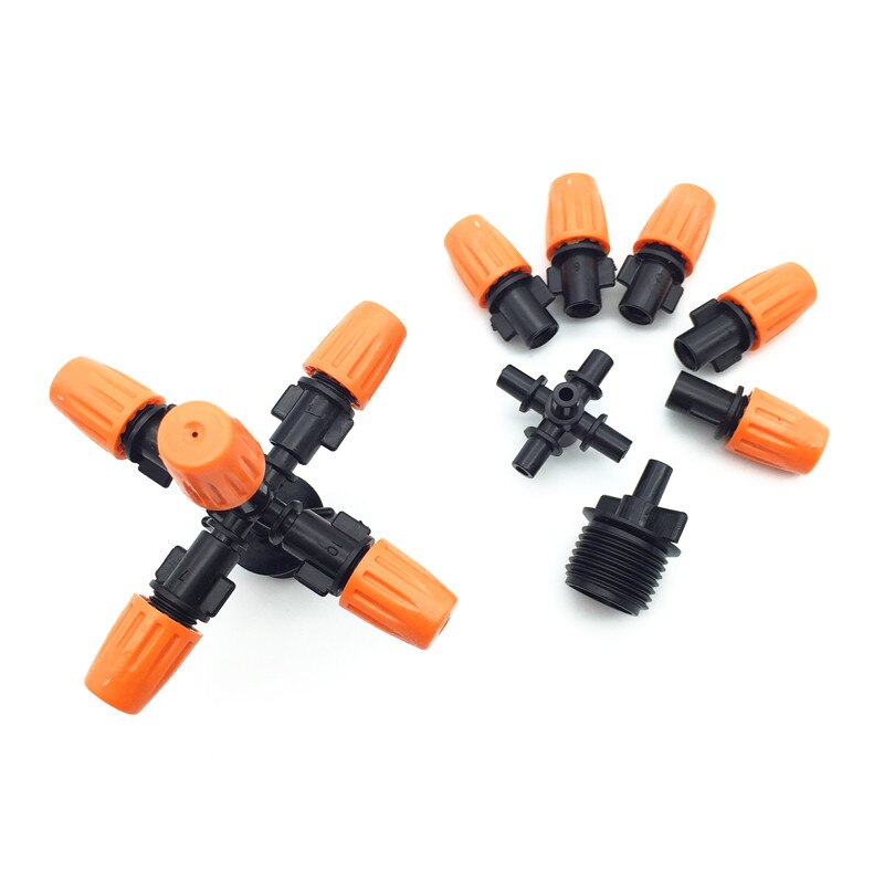 2 Pcs 5-head Micro Irrigation System Fog Mist Cooling Nozzle Garden Greenhouse Adjustable Closable Spray Mist Nozzle