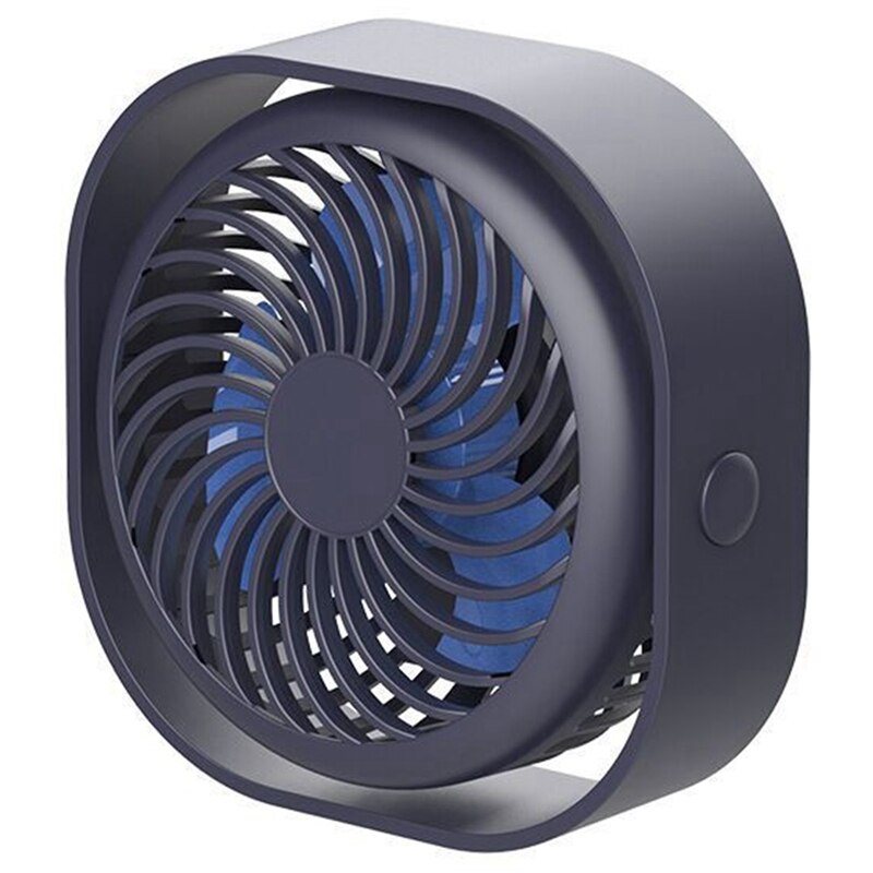 Usb Fan Stille Bureau Ventilator Met 2000Mah Batterij Mini Draagbare Ventilator 360 Rotatie Tafel Ventilator 3 Snelheden: Navy blue