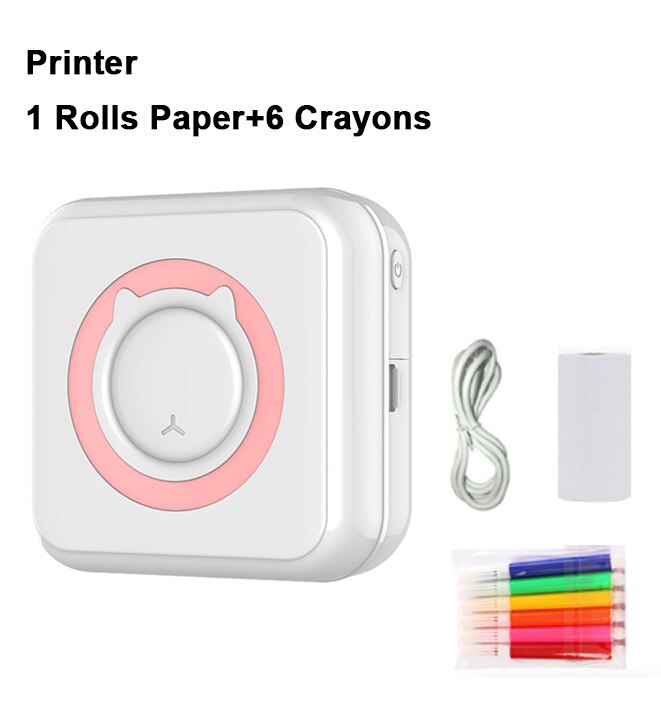Mini Printer Portable Thermal Printing Machine Bluetooth Mini Photo Picture Label Printer for Android iOS DIY Home Use Printer: pink-c