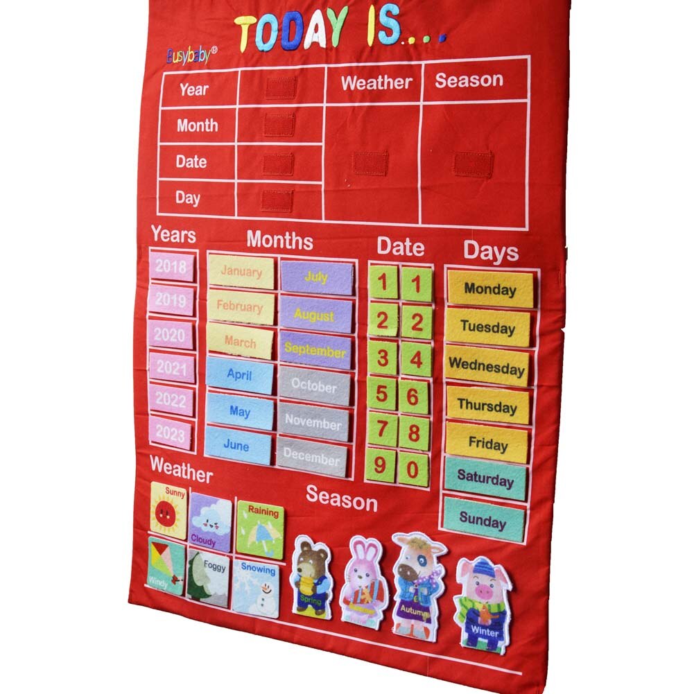 Stoff Kalender Lernen Diagramm Handwerk Mit nasser Saison Monate Woche Datum Buchstaben-Für freundlicher Früer Bildung