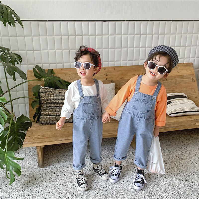 Unisex BabyJumpsuit Korean Autumn Casual Denim Overalls for Girls Toddler Boys Jeans Baby Child Overalls