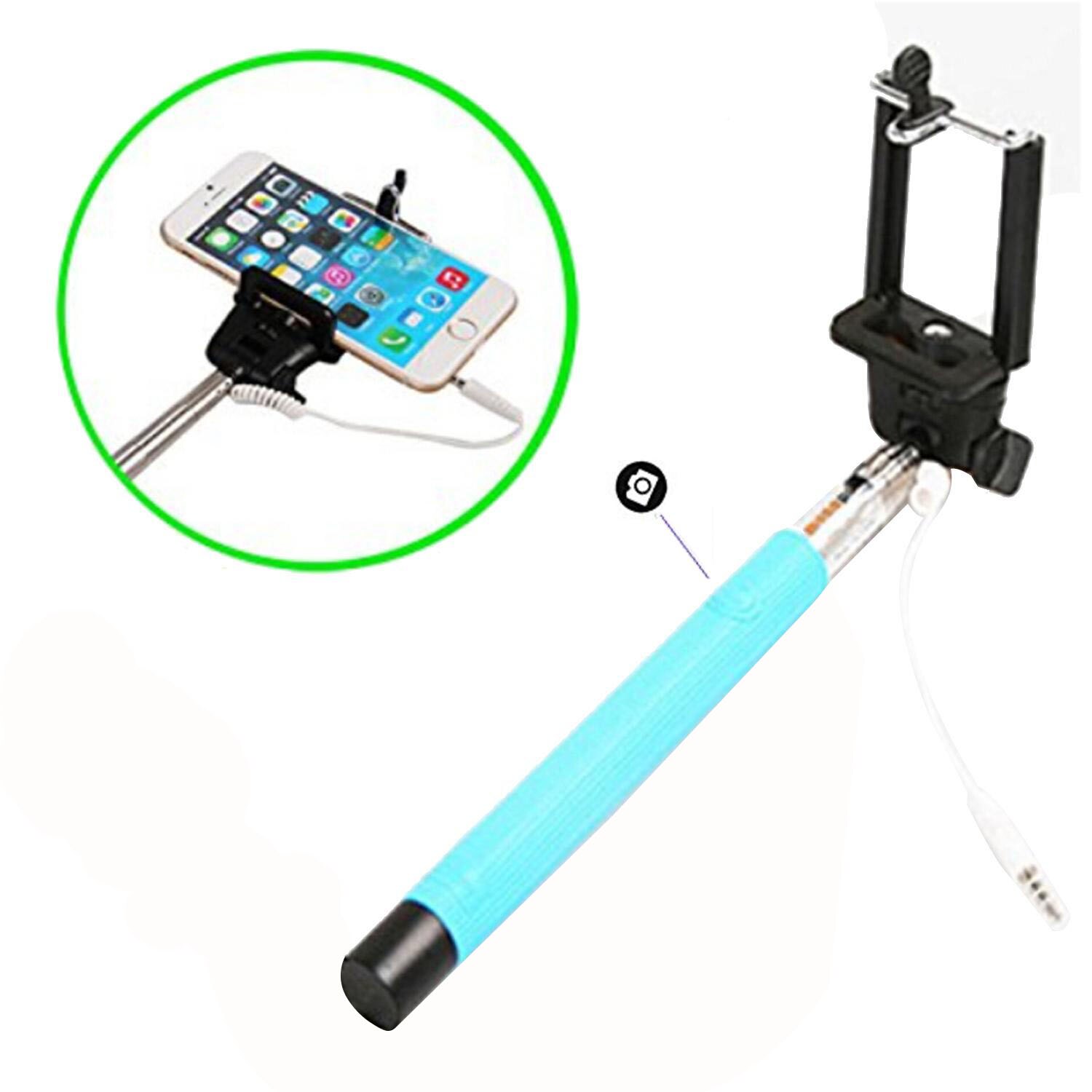 Gosear, palo Selfie para cámara con cable, monopié de mano para iPhone 7, 6, 6S Plus, Samsung Galaxy S8, S7, S6, Xiaomi, mi 5, Huawei: Blue