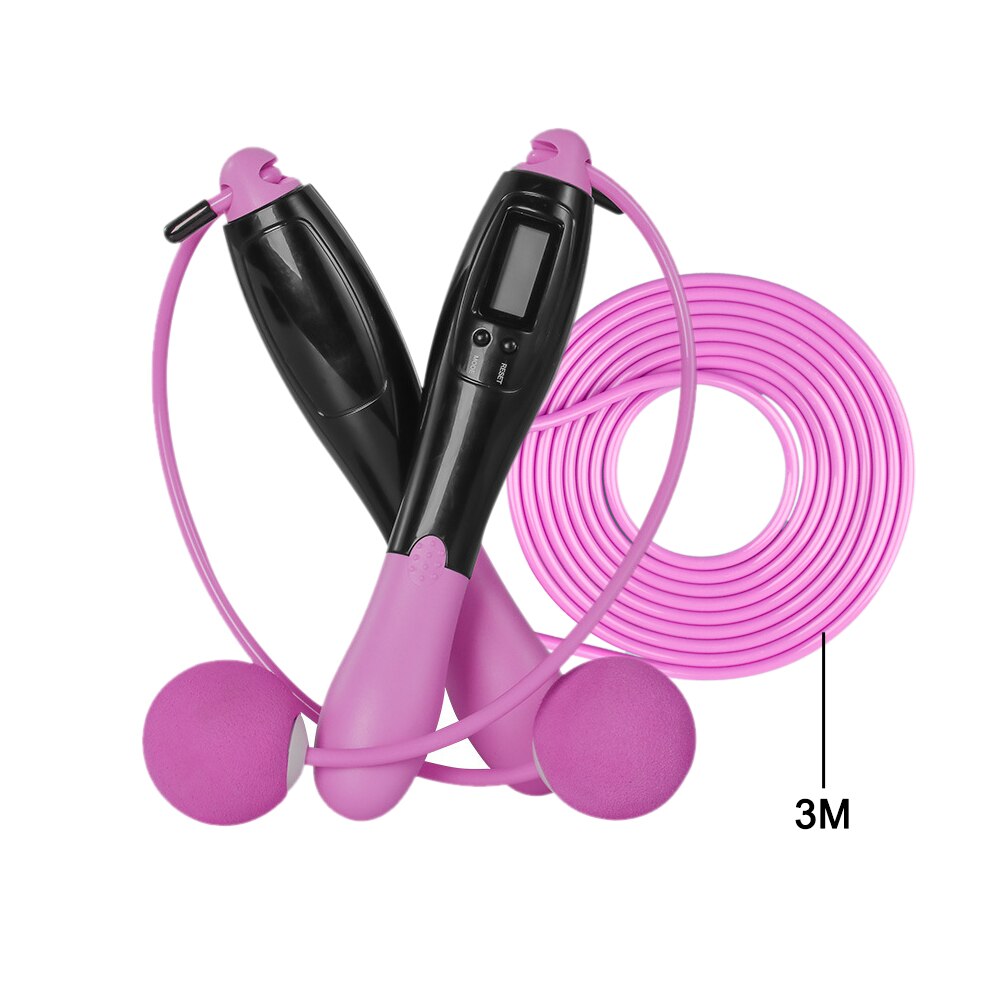 Smart Jump Rope with Digital Counter Crossrope Jump Rope Fitness Sport Skipping Ropes with Anti-Slip Hand Grip and LCD Screen: Type A--Pink