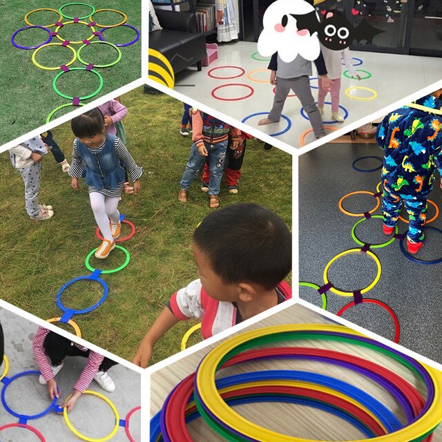 Jeu de bagues en plastique multicolores pour garçons et filles, anneaux et connecteurs pour usage intérieur ou extérieur, ensemble de jeu amusant