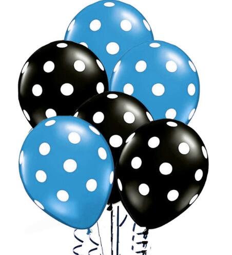 Ballons gonflables en Latex 24 pièces, 12 pouces, à pois, rouge et noir, ballon à Air pour fête pour enfants, pour cérémonie, pour anniversaire, pour bébés: black light blue