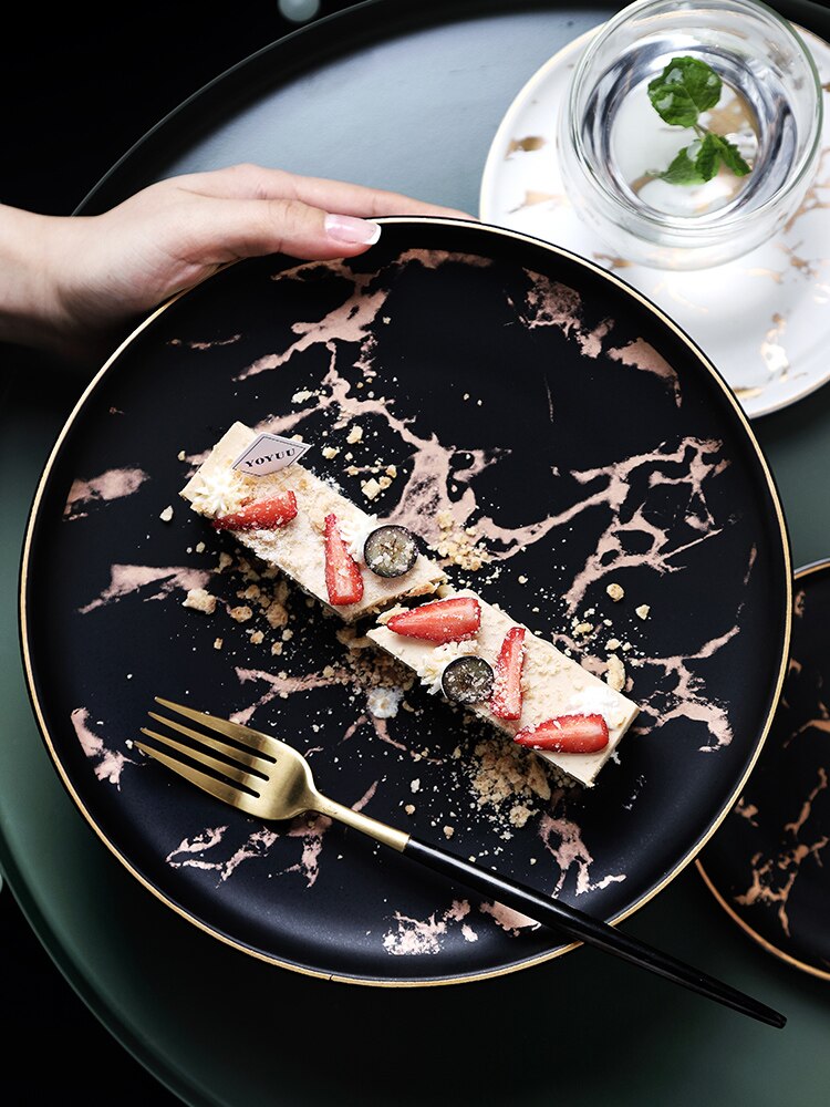 MUZITY Ceramic Dinner Plate Porcelain Marble Dessert or Steak Plate Dinnerware